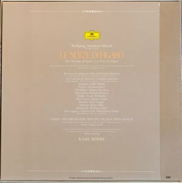 Mozart - Böhm, Hermann Prey, Edith Mathis, Gundula Janowitz, Dietrich Fischer-Dieskau, Tatiana Troyanos, Chor Und Orchester Der Deutschen Oper Berlin - Le Nozze Di Figaro 2 Mozart - Böhm, Hermann Prey, Edith Mathis, Gundula Janowitz, Dietrich Fischer-Dieskau, Tatiana Troyanos, Chor Und Orchester Der Deutschen Oper Berlin - Le Nozze Di Figaro - Image 2