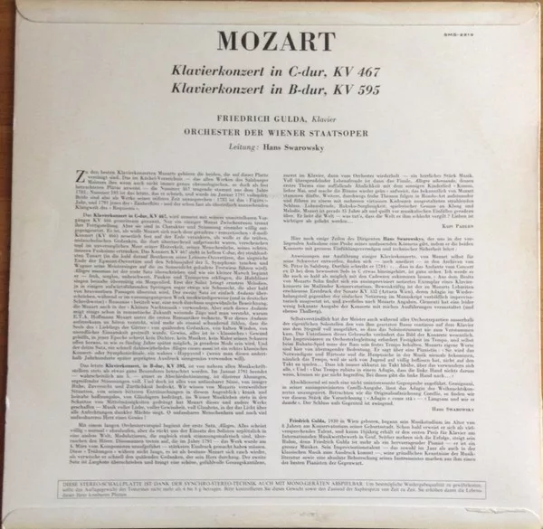 Mozart, Friedrich Gulda, Orchester Der Wiener Staatsoper, Hans Swarowsky - Zwei Klavierkonzerte (K.467 & K.595) 2 Mozart, Friedrich Gulda, Orchester Der Wiener Staatsoper, Hans Swarowsky - Zwei Klavierkonzerte (K.467 & K.595) - Image 2