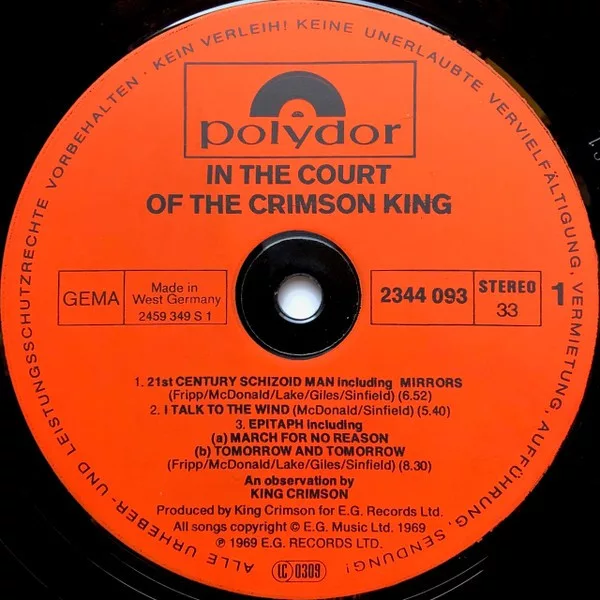 King Crimson In The Court Of The Crimson King Original Japan