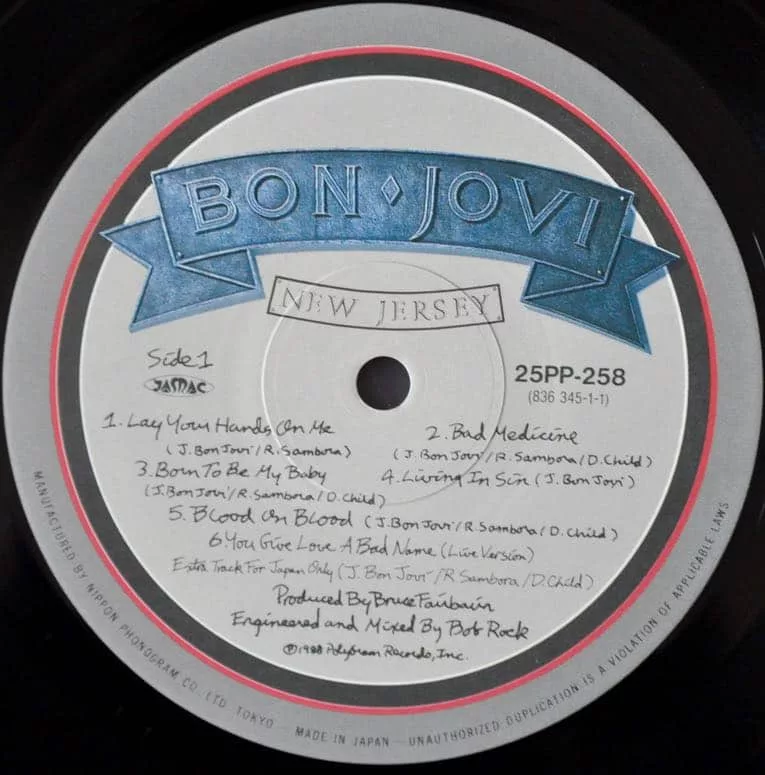 Bon Jovi ‎– New Jersey (Japanese Pressing)