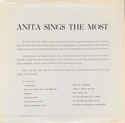 Anita O'Day ‎– Anita Sings The Most (Japanese Pressing)