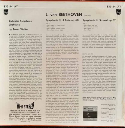Beethoven - Symphonie Nr. 4 Symphonie Nr. 5 Bruno Walter, Columbia Symphony Orchestra