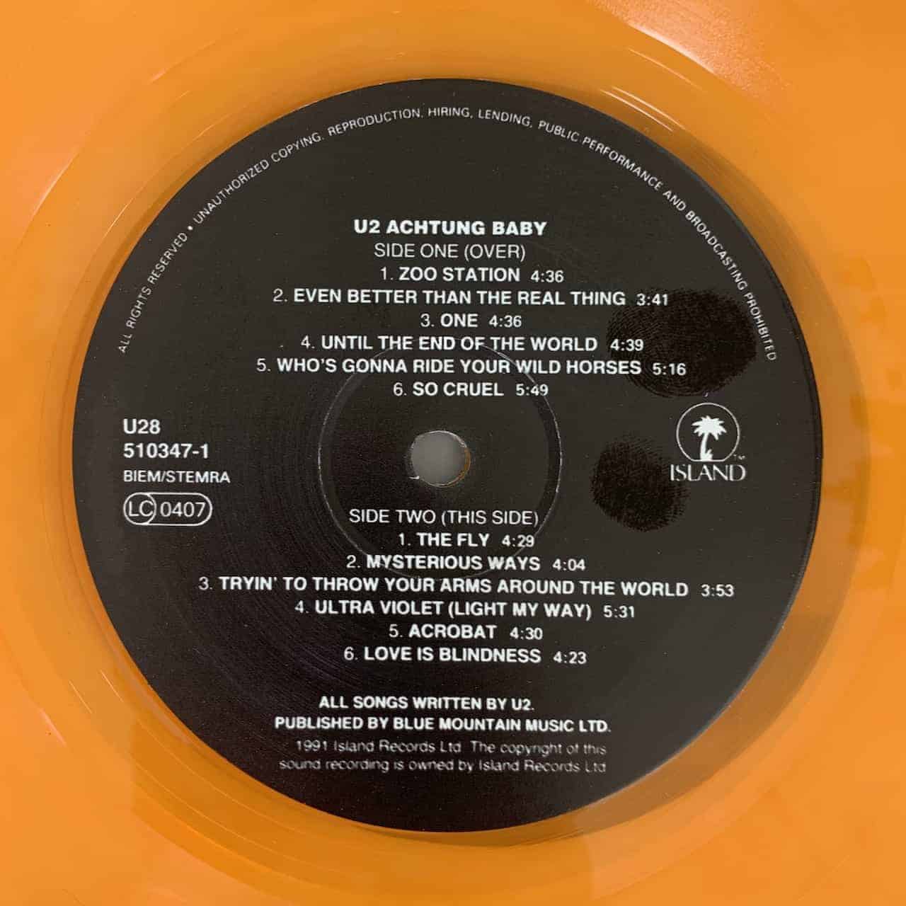 U2 ‎– Achtung Baby (Orange Vinyl) - Vinyl Pussycat Records