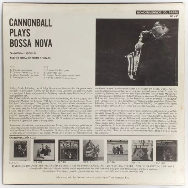 Cannonball Adderley With The Bossa Rio Sextet Of Brazil - Cannonball Plays Bossa Nova 2 Cannonball Adderley With The Bossa Rio Sextet Of Brazil - Cannonball Plays Bossa Nova