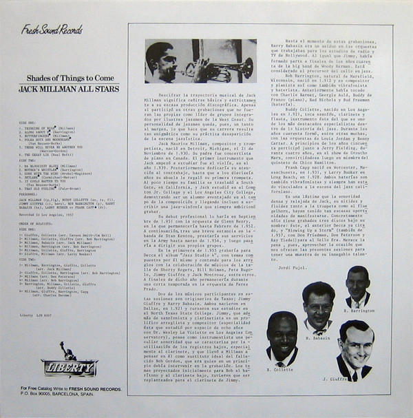 The Jack Millman Sextet – Shades Of Things To Come, Spain 1984 Liberty – 054 2600571 The Jack Millman Sextet – Shades Of Things To Come, Spain 1984 Liberty – 054 2600571