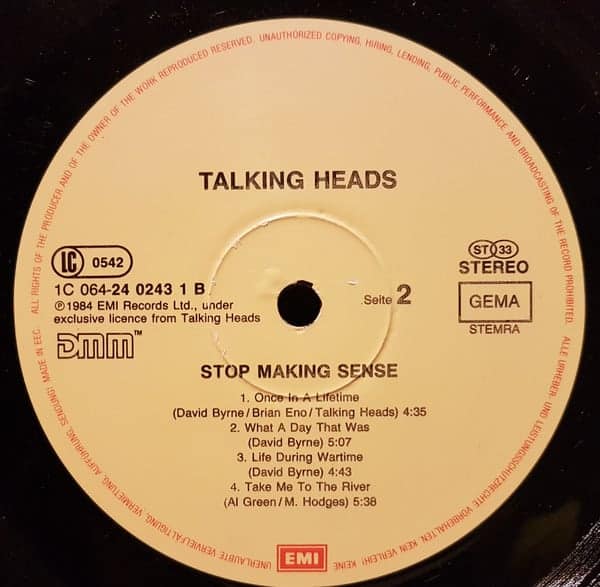 Monumental Feje Overhale Talking Heads ‎– Stop Making Sense