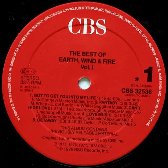 Earth Wind & Fire - The Best Of Earth Wind & Fire Vol. I 3 Earth Wind & Fire - The Best Of Earth Wind & Fire Vol. I - Image 3
