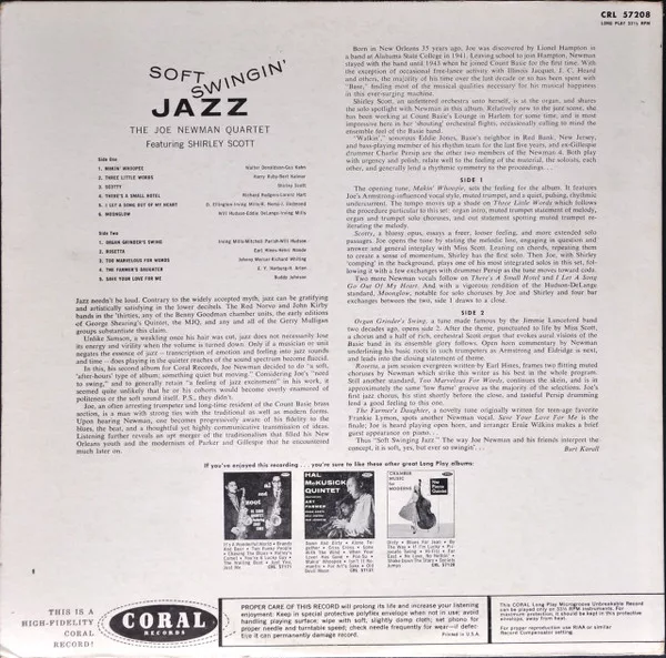 The Joe Newman Quartet, Featuring Shirley Scott – Soft Swingin' Jazz 2 The Joe Newman Quartet, Featuring Shirley Scott – Soft Swingin' Jazz